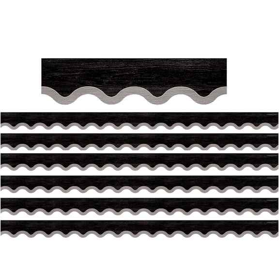 Teacher Created Resources Modern Farmhouse Scalloped Border 2.19" x 210' Black with Gray (TCR8516-6)