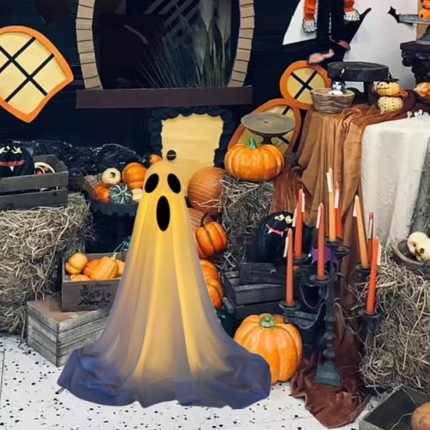 Decoración de Halloween Hugo fantasma de pie aterrador Adorno de tela blanca Estilo F