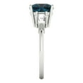 thumbnail image 3 of 3 ct Cushion Cut Natural London Blue Topaz Three-Stone Engagement Ring for Women in 18K White Gold, 3 of 5