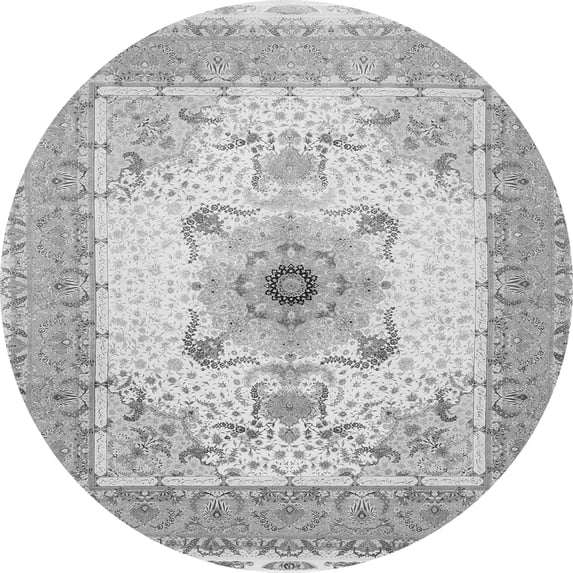 Ahgly Company Indoor Round Medallion Gray Traditional Area Rugs, 4' Round