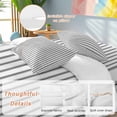 thumbnail image 3 of Black Striped Duvet Cover Set, Black White Stripes Farmhouse Soft Duvet Cover Queen Size Bedding Set 4 Pieces, 1 Quiltcover and 2 Pillowcases with Zipper, 1 Bed Sheet for All Seasons, 3 of 9