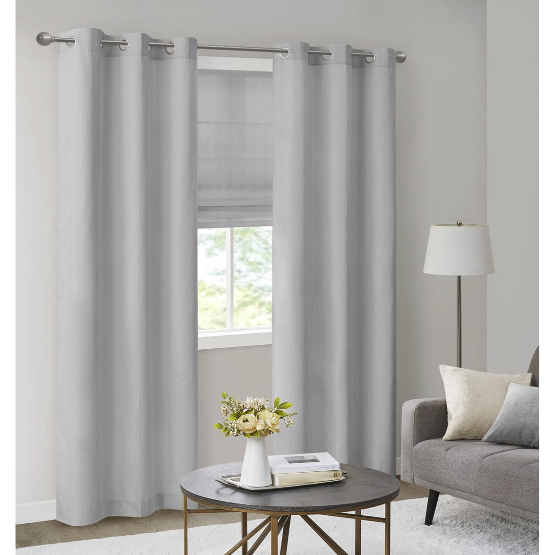 MAYEERTY Basketweave Room Darkening Cordless Roman Shade, Grey, 64" L x 33" W