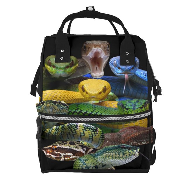 Disketp Colorful Viper Snake Mochila de Pañales de Gran Capacidad con Múltiples Bolsillos, Mochila de Viaje Multifuncional para Bebé, Unisex, Moderna y Resistente