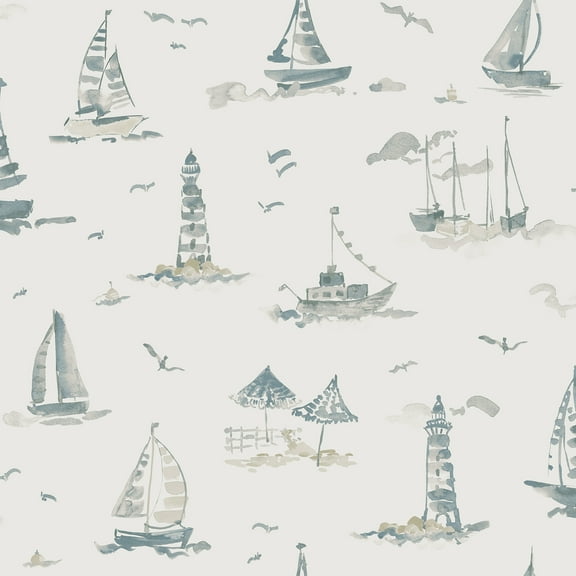 NuWallpaper Set Sail Taupe Peel and Stick Wallpaper