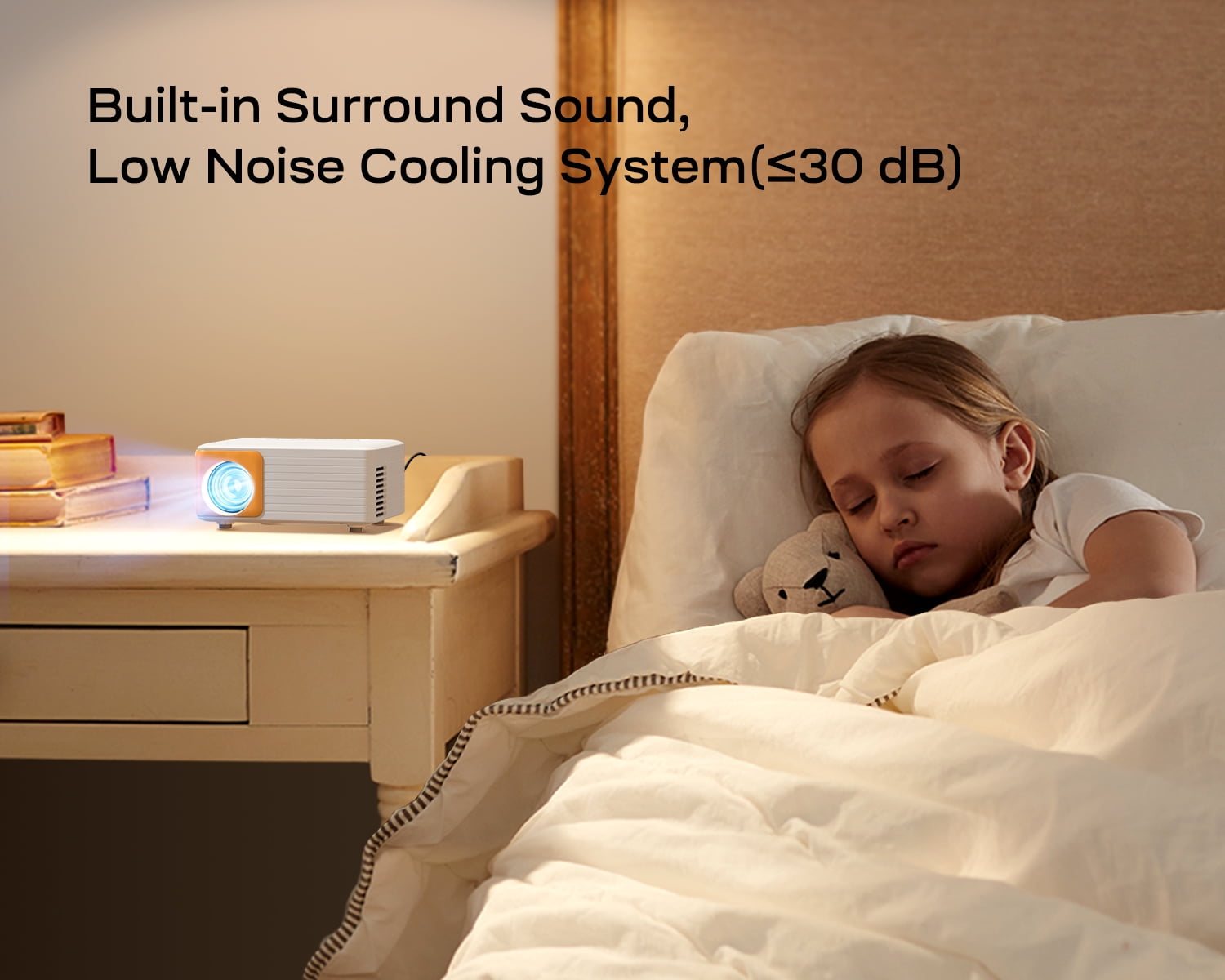 CocoBear Mini Projector with 5G WiFi & Bluetooth 5.1, Native 720P, 1080P Supported, 9000 Lumens, Portable Outdoor Movie Projector, Up to 120" Display