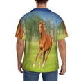 thumbnail image 3 of Gukieu horse running freely Print Men's Short-sleeved Shirts, Button-down Pocket Shirts, T-shirts, Beach Vacation Travel Summer Clothing-Small, 3 of 5