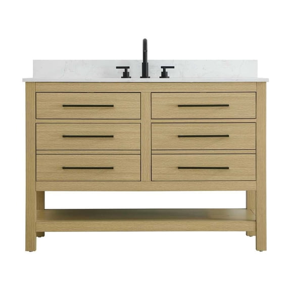 Elegant Kitchen and Bath 48 inch Single Bathroom Vanity in Honey Brown with backsplash