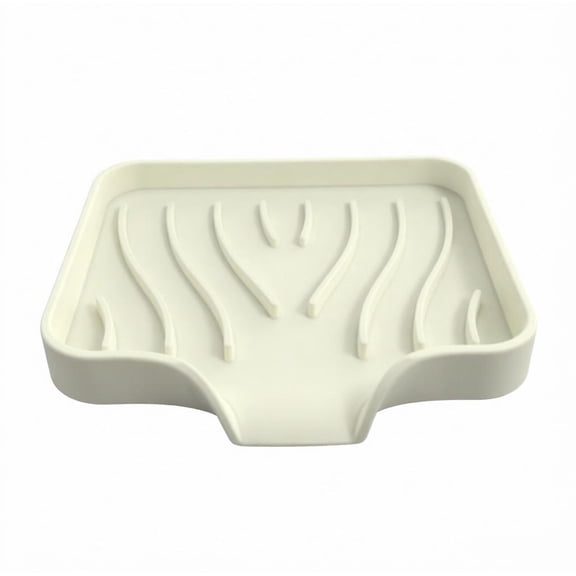 Self-Draining Silicone Soap Dish Holder for Shower Kitchen Sink with Slotted Base Quick Drying Bathroom Accessory Beige