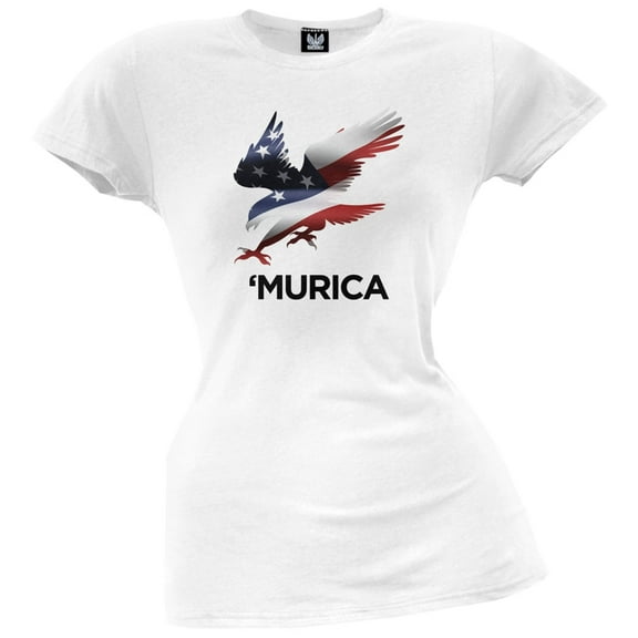 Murica Eagle White Juniors T-Shirt - Small