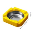 thumbnail image 3 of KUMHONW Portable Ash Tray for Cigarettes and Cigar Square Stainless Steel Tabletop Ashtray Ash Container Cigarette-Ashtray Ash Holder for Smokers Yellow, 3 of 9
