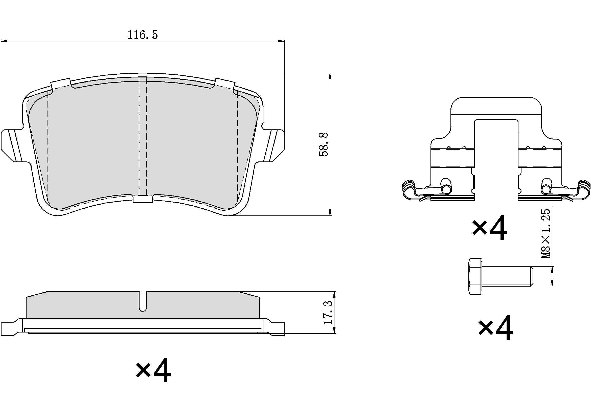 Ultra HC 1000 Brake Pad Set, Rear HC10.1386.0.M, Audi A4 2016-2009