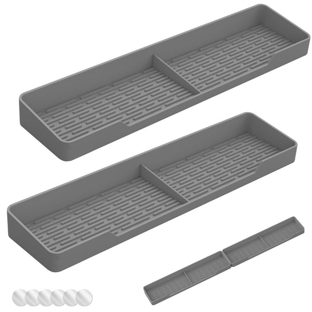 Estante superior de silicona para estufa, juego de 2 piezas con 6 piezas de refuerzo, estante de almacenamiento para horno resistente al calor, organizador de cocina para especias y utensilios