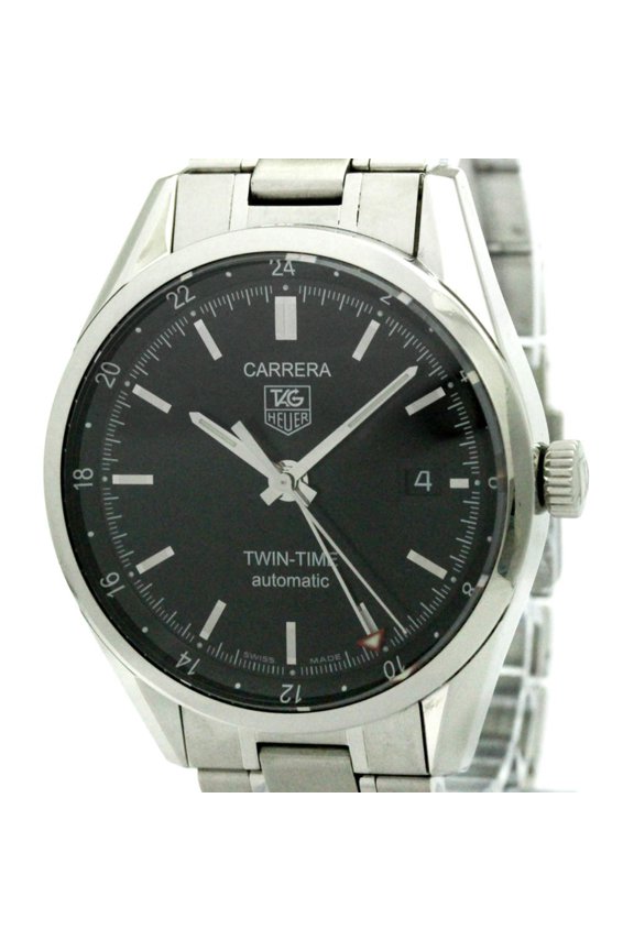 Pre-Owned TAG HEUER Carerra Twin Time Steel Automatic Mens Watch WV2115 Polished