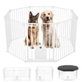 thumbnail image 2 of 8 Panel Dog Pet Playpen 2.4FT Metal Fence DIY Indoor Outdoor Kennel with Cover, 2 of 5