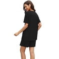 thumbnail image 4 of Asklazy Women's Pajamas Set short Sleeve and short Pants 2 Piece Pjs Sleepwear with Pockets,US Size,Black,L, 4 of 10