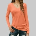 thumbnail image 2 of Enjoytime Long Sleeve Tops for Women Solid Color Round Neck Slim Casual Shirt Spring Trendy Basic Work Blouses Orange XXL, 2 of 5