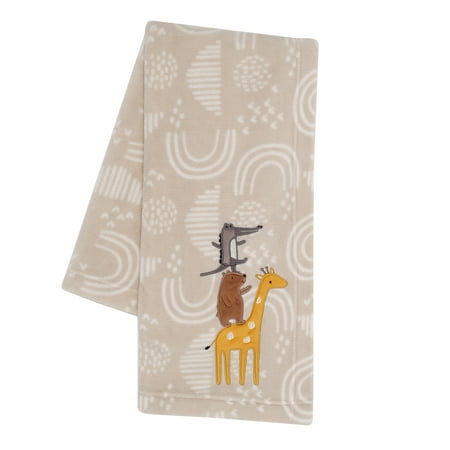 UPC: 0084122014800 | Lambs & Ivy Baby Noah Bear/Giraffe/Alligator Appliqued Taupe Fleece Baby Blanket