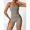 thumbnail image 4 of Two Pieces Women's Solid Backless Tracksuit Set, Spaghetti Strap Cami Top & High Waist Skinny Shorts, Ladies Sportswear, Summer Outfits 2024, Women Sport & Outdoor Clothing, 4 of 23