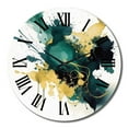 thumbnail image 4 of Designart "Azure, Teal, and Gold Brush II" Fractals Oversized Wall Clock, 4 of 5