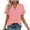 Pink, variant on Women's V-Neck Blouse Short Sleeve Tops Notch Neck Casual Loose Fit Daily Basic Tee Sky Blue S