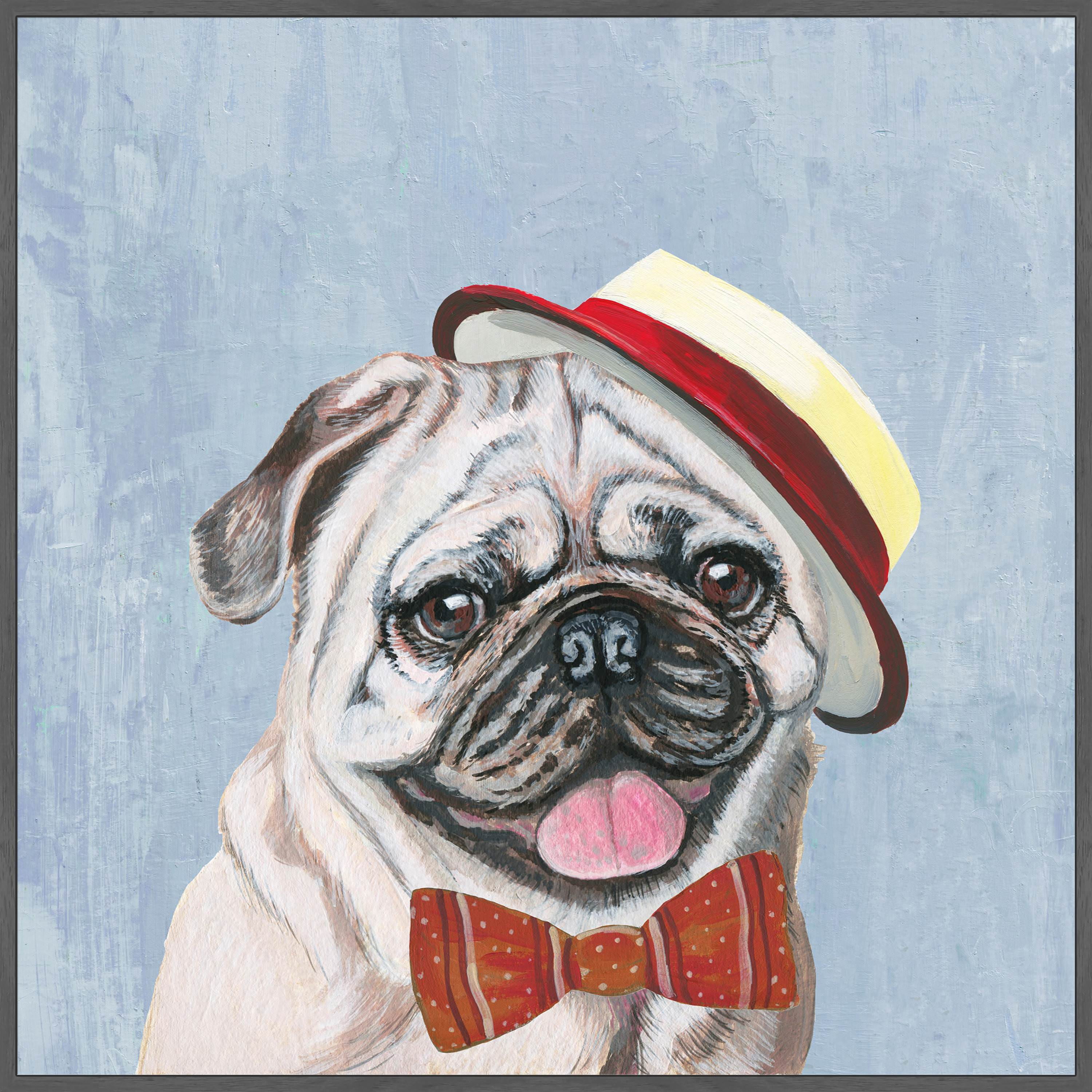 Marmont Hill "King Pin Pug" Floater Framed Painting Print on Canvas