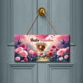 thumbnail image 2 of Hello Valentine’s Day Dachshund Flower Crown Romantic Pink Floral Landscape Wood Sign Wiener Dog Lover Gifts Idea Hanging Wall Home Decor - 00031, 2 of 5