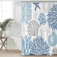 thumbnail image 4 of Shower Curtain Bathroom Set Marine Life Ocean Starfish Shell Waterproof Fabric Shower Curtains with Grommets&Hooks Watercolor Coral on White Privacy Bath Curtain for Bathtub 72x84in, 4 of 7