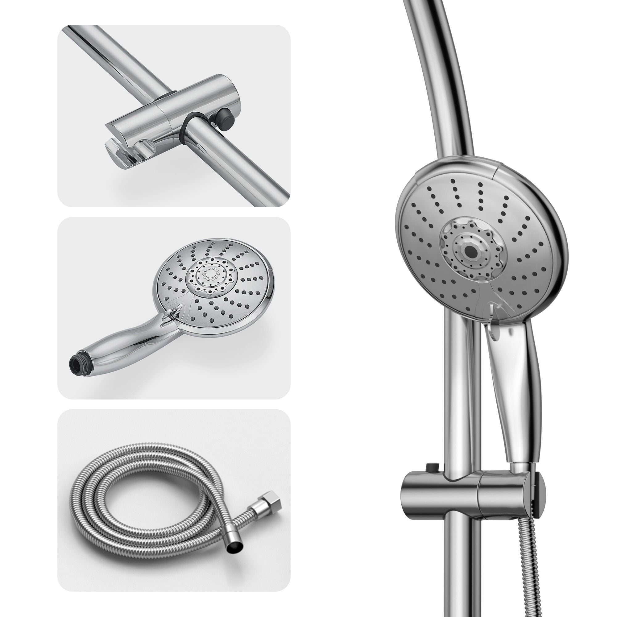 Freestanding Bathtub Faucet, 5" Multi Function Dual Shower Head, with Adjustable Slide Bar,, Freestanding Tub Filler,Plastic Standalone Tub Faucet, Bath & Faucets Freestanding Tub Faucets