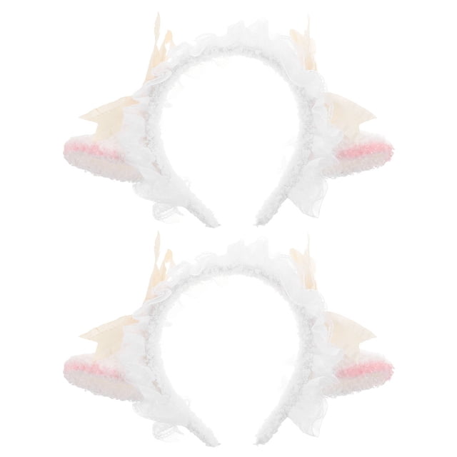 2 diademas con orejas de oveja, bonitas diademas de cuerno de oveja, diadema de peluche de oveja, accesorios para el cabello para Halloween, carnaval, fiesta, cosplay
