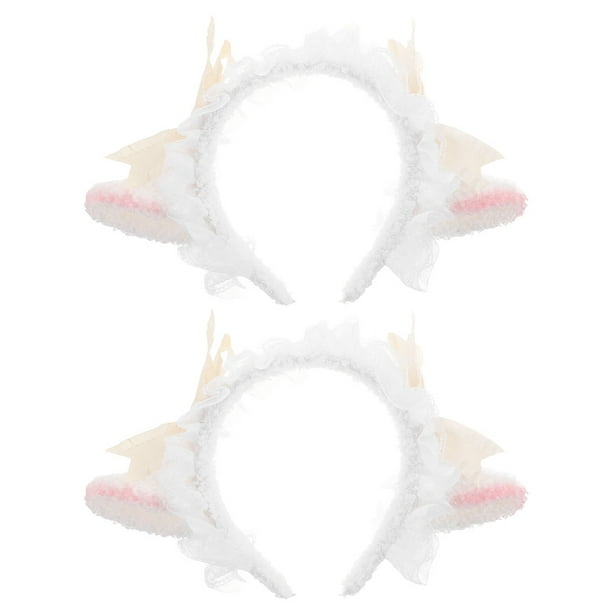 2 diademas con orejas de oveja, bonitas diademas de cuerno de oveja, diadema de peluche de oveja, accesorios para el cabello para Halloween, carnaval, fiesta, cosplay