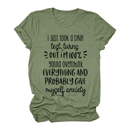 

Sayhi Women Casual Top Shirt Letter Printed Shirt Blouse Short Sleeve Round Neck Tee Top Men Printed Scrub Tops