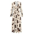 thumbnail image 5 of FKELYI Dachshund Dog Paw Print Fall Maxi Dress for Women Long Sleeve A-Line Flowy Dresses with Side Pockets V Neck Casual Dress for Spring Winter, 2XL, 5 of 6