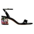 thumbnail image 2 of FSJ Women Gem Studded Open Toe Strappy Sandals Glossy Ankle Strap Low Chunky Heels Party Dressy Summer Buckle Shoes Size 8 Black, 2 of 4