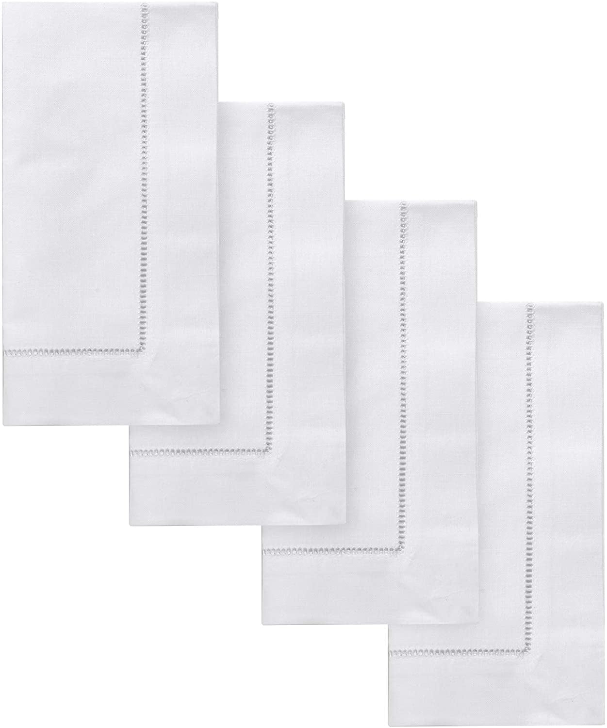 18 Inch Hemstitch White Luxury Linen Cloth Dinner Napkin Set Of 4 