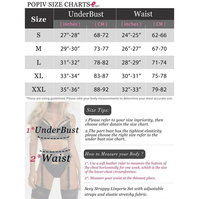  popiv Women's Sexy Lingerie Set with Garter Belt Matching Bra  and Panty Lingeries Sets 4 Piece Pink: Clothing, Shoes & Jewelry