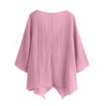 thumbnail image 4 of 2025 New Fashion Plus Size Women's V-Neck Split Casual Loose Cotton Linen Long Sleeve Top/Shirt, 4 of 5