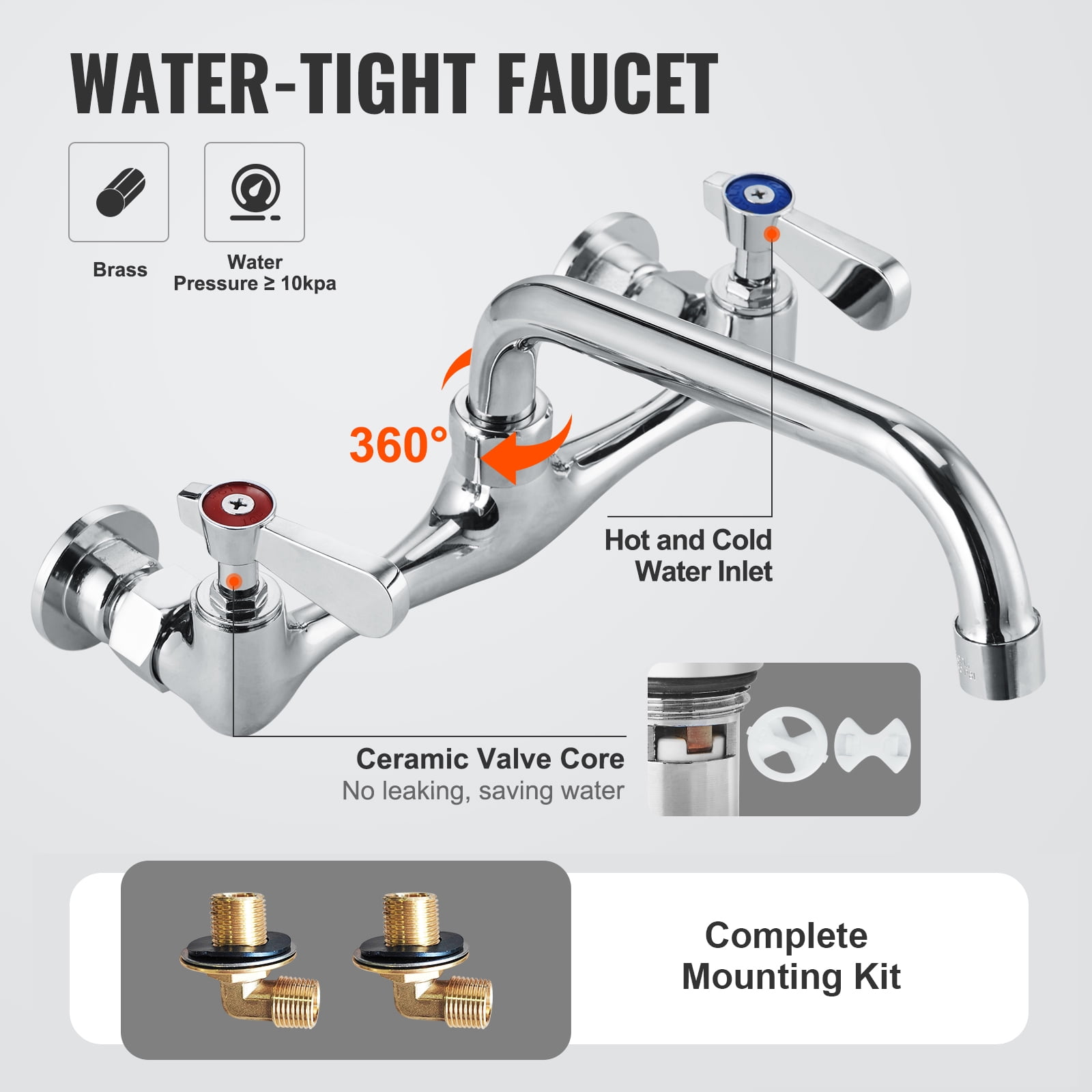 VEVOR Stainless Steel Prep & Utility Sink, 1 Compartment Free Standing Small Sink Include Faucet & legs, 27"x41" Commercial Single Bowl Sinks for Garage, Restaurant, Kitchen, Laundry
