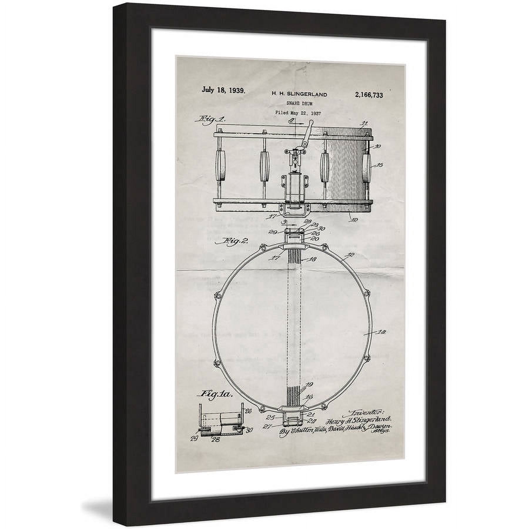 "Snare Drum 1939 Old Paper" Framed Painting Print