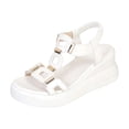 thumbnail image 3 of IWRICH Soled Sandals for Women Flat Sandals Comfort Open Toe Wedge Sandals with Adjustable Buckle Arch Support Summer Shoes White 9, 3 of 9