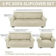thumbnail image 2 of 3 Pcs Slipcover Set for Couch Furniture Covers for Sofa Loveseat Couch Arm Chair, Form Fit Stretch, Wrinkle Free, Furniture Protector(Beige,Milk Silk Spandex), 2 of 7