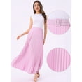 thumbnail image 2 of DARING DIVA Long Pleated Skirt for Women's Elastic High Waist A-line Maxi 2XL Rose Pink, 2 of 6