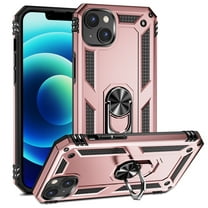 CASEFIV iPhone 15 Plus Case,Rugged Military Grade Anti-Fall Shockproof Heavy Duty Protective Phone Case with Kickstand Magnetic Ring Stand Full Body Case for Boys Mens,Rose Gold
