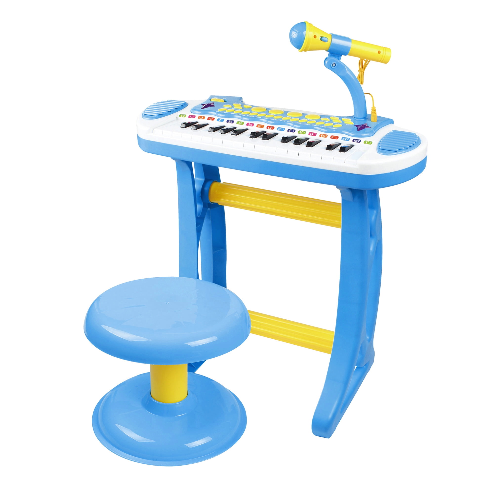 Kids Electronic Keyboard  6-IN-1 Piano Musical Toy w/ Microphone & Stool & drum 