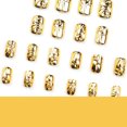thumbnail image 6 of 24Pcs Artificial Press On Nails for Women Girls,Short Square Glue on Nails with Golden 3D Ripple Design,Reusable French Acrylic Full Cover Fake Nails for Beach Manicure Presents Daily Wear, 6 of 8