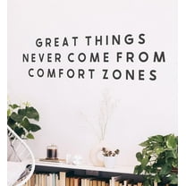 QTH LARGE Great Things Never Come From Comfort Zones Wall Decal Inspirational Wall Decal Motivational Office Decor Quote Inspired Motivated Positive Wall Art Vinyl Gym Sticker School