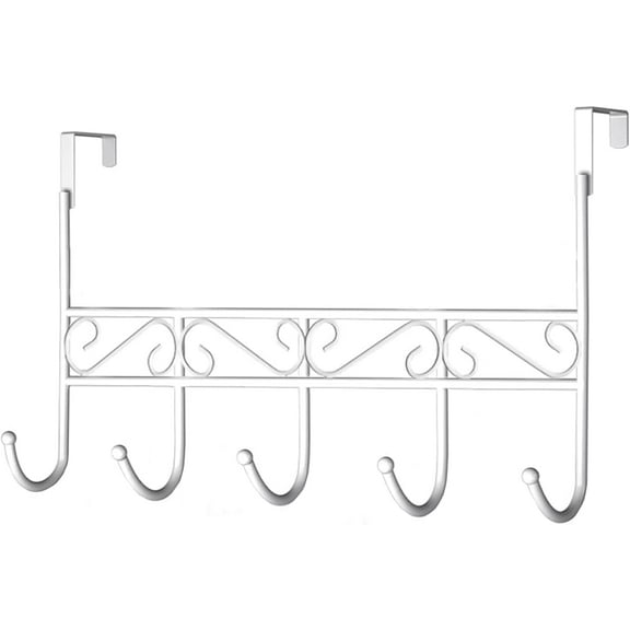 Over The Door Hooks - Towel Rack Coat Rack, Heavy Duty Towel Hooks for Bathrooms, Clothes, Belt, Robes, Door Hanger Hook - 5 Hooks