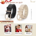 thumbnail image 5 of JASGOOD Women Leather Belts Black Beige Ladies Belt for Jeans with Gold Buckle, 5 of 7