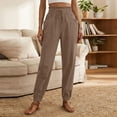 thumbnail image 4 of Perfectbot Women's Casual Drawstring Pants Ruffle Elastic Waist Cuff Bottom Pants with Pockets, 4 of 6