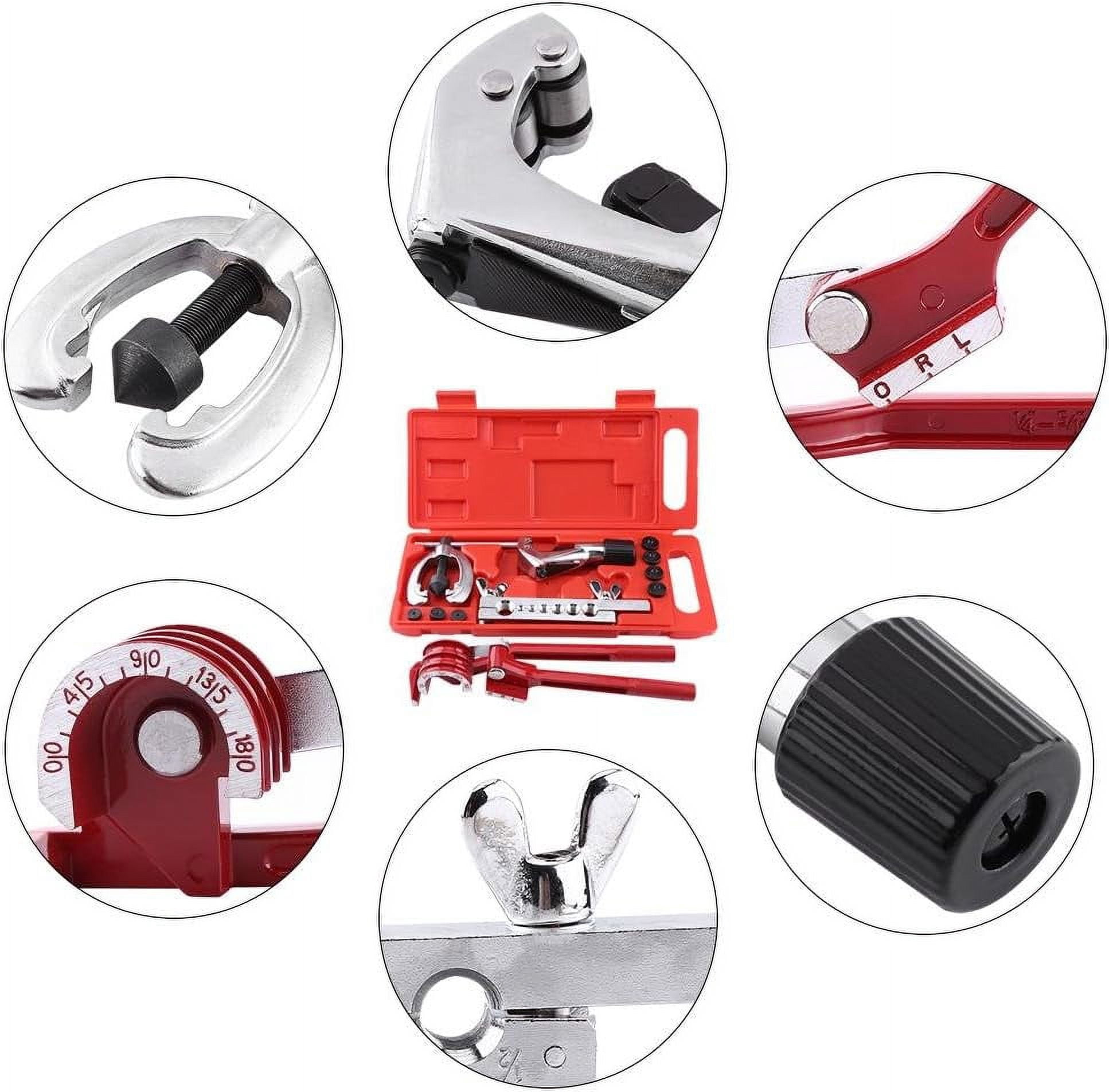 Professional Double Flaring Tool Kit, Heavy Duty Steel Tubing Flaring Tools Kit for Seamless HVAC Applications