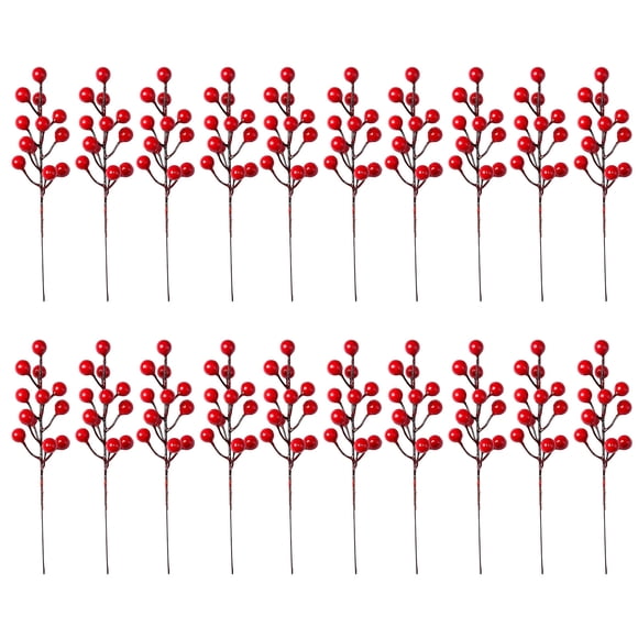 Fleurs - 1 Catégorie de Produits Piques à Baies Rouges pour Arrangements Décoratifs Projets d'Artisanat de Noël et d'Hiver